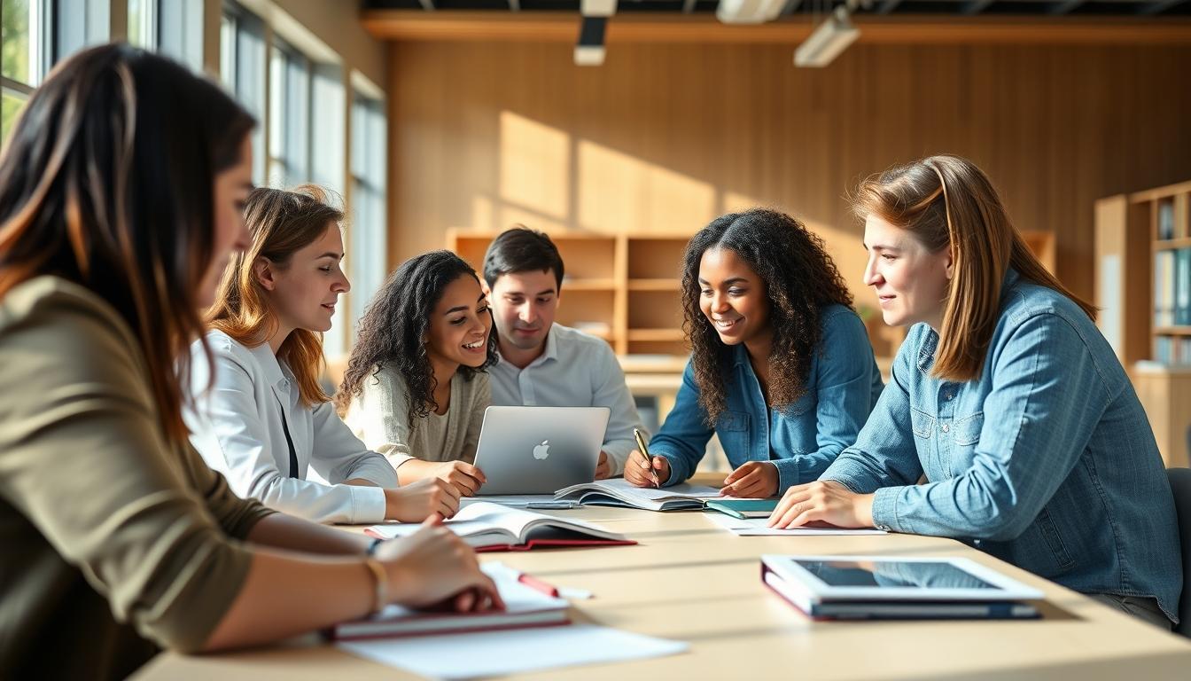 Student using a study guide to organize academic notes